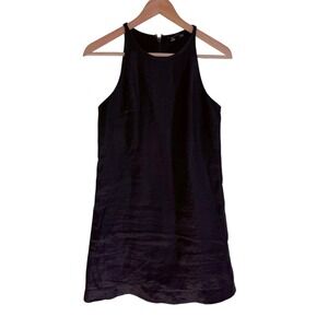J Crew Womens Extra Small Petite Black Linen Blend Sleeveless Dress